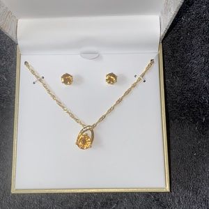 NWT Charter Club Crystal Pendant & Earrings Set in 18kt Gold Plate